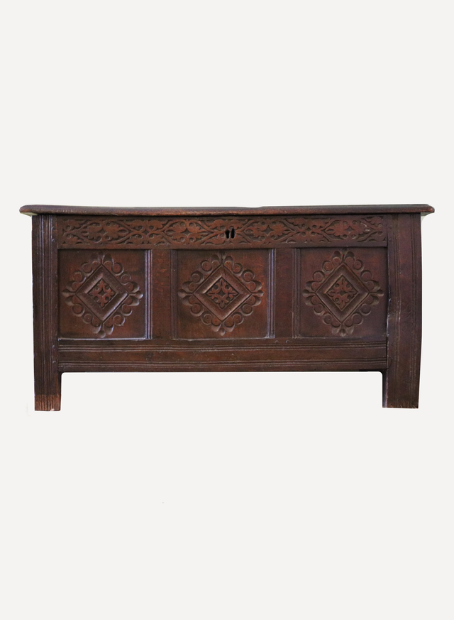 Antique Carved Oak Coffer