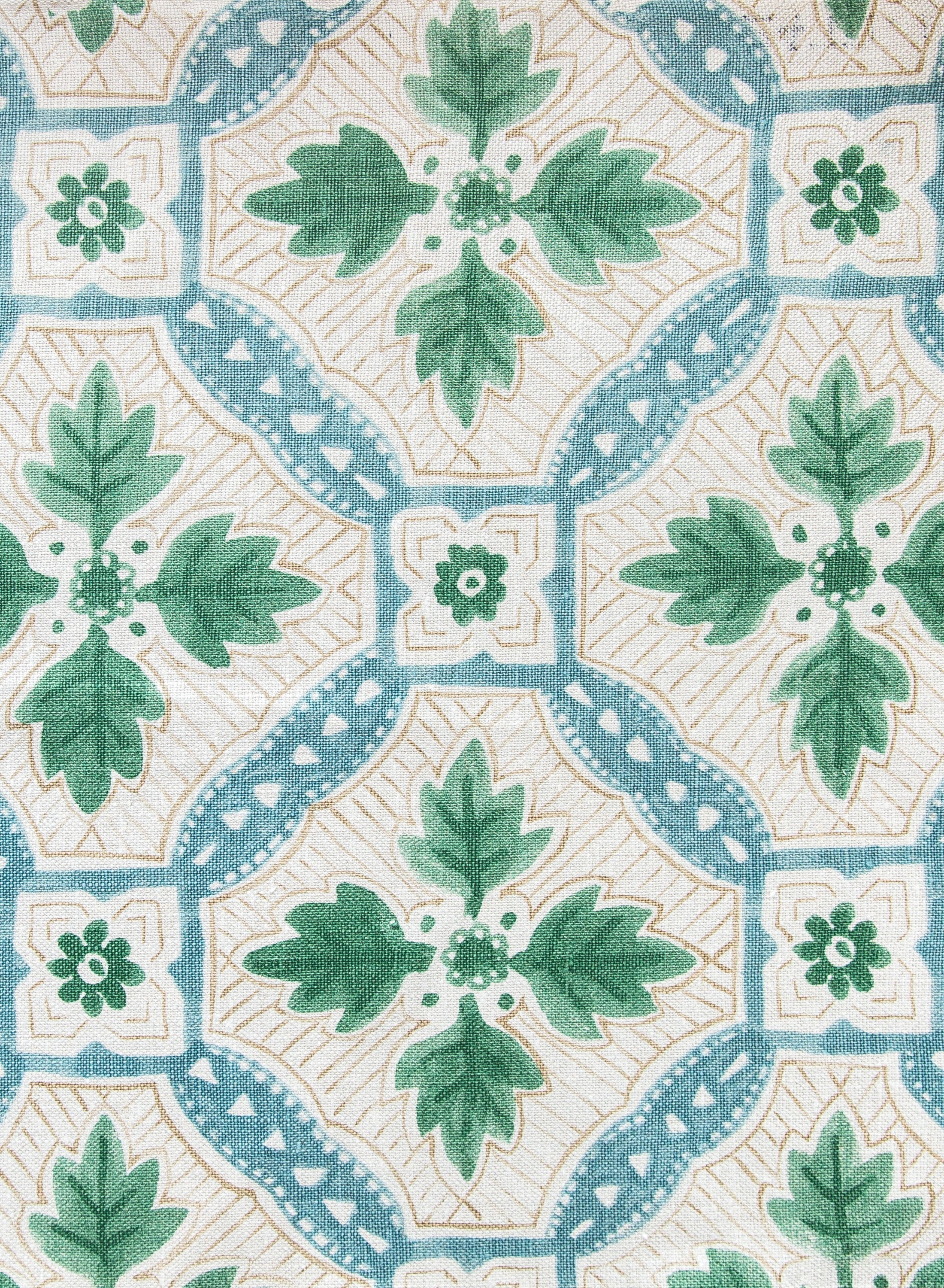 Camona Green, Taupe and Turquoise Fabric