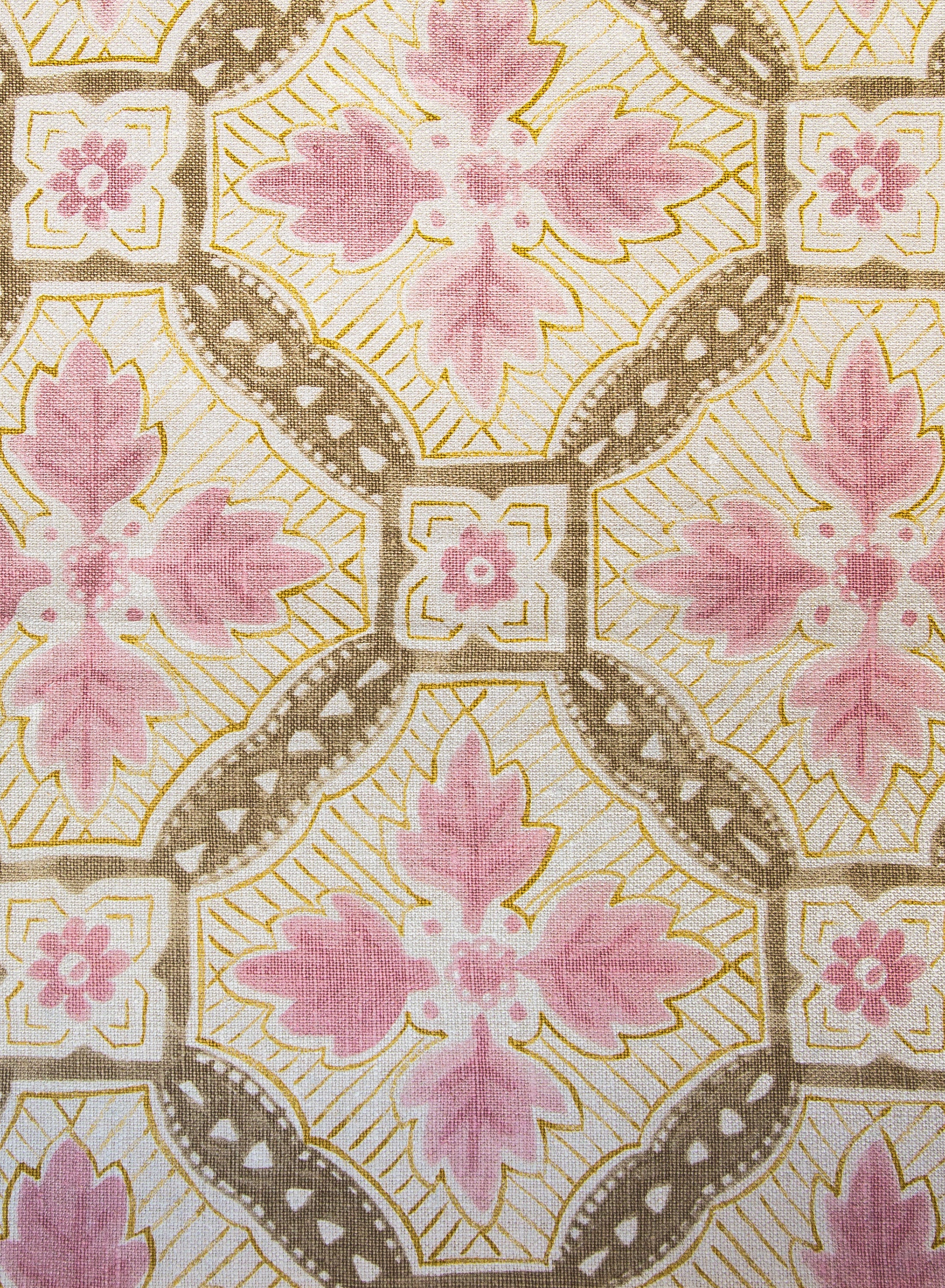 Camona Pink, Taupe and Mustard Fabric