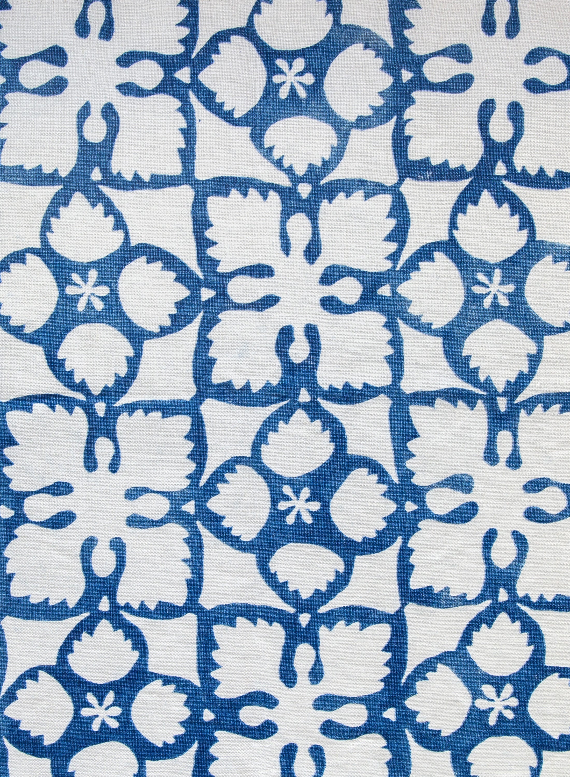Grandma's Quilt Blue on White Fabric