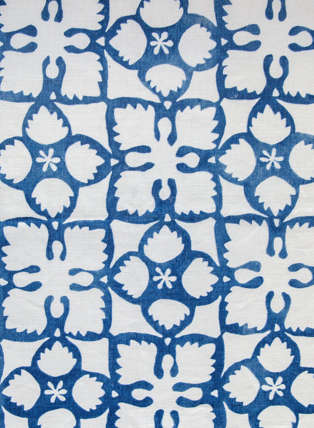 Grandma's Quilt Blue on White Fabric