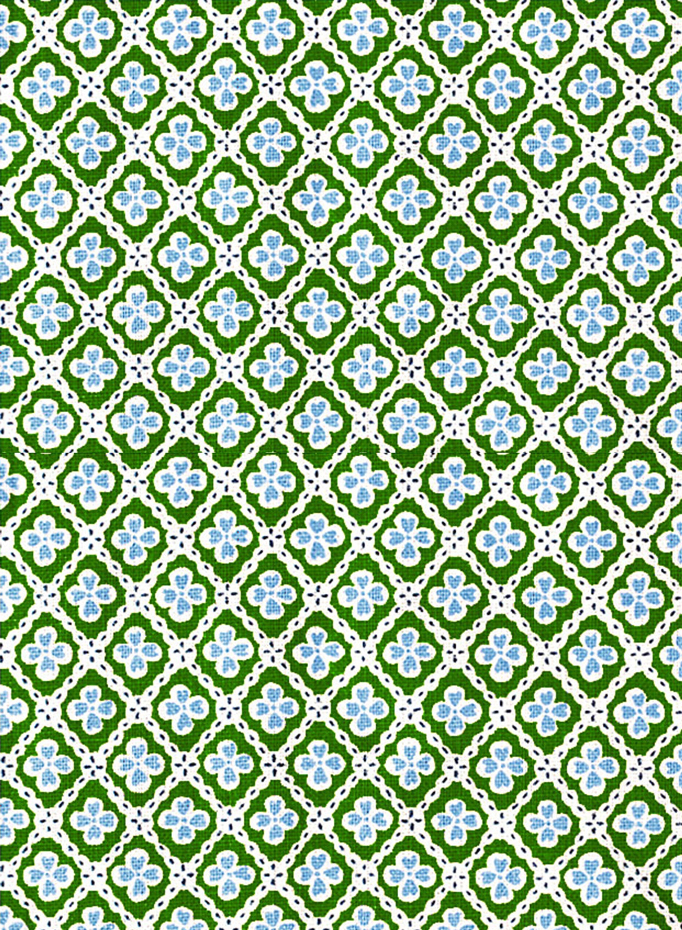 Paniola Multi Dark Green, Pale Blue and Navy Fabric