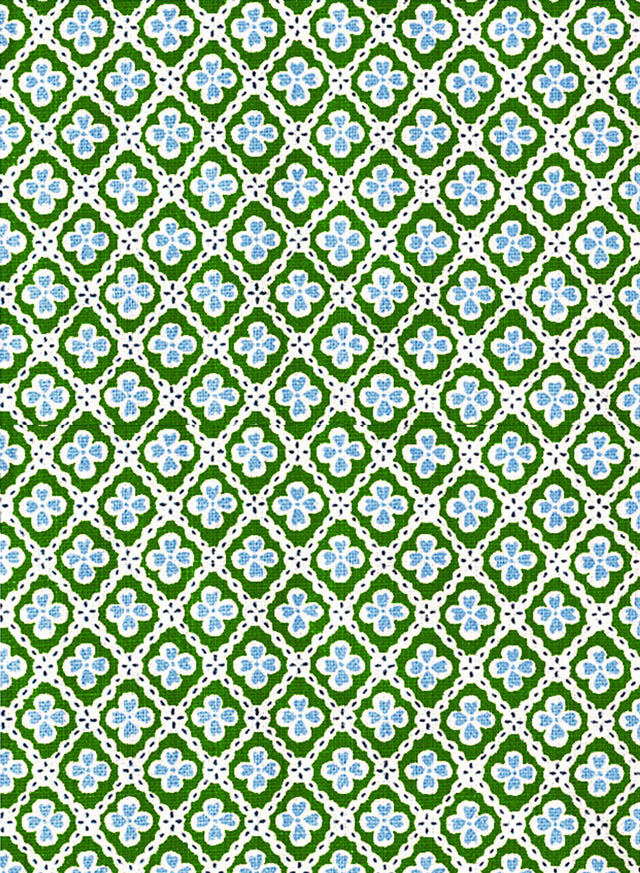 Paniola Multi Dark Green, Pale Blue and Navy Fabric