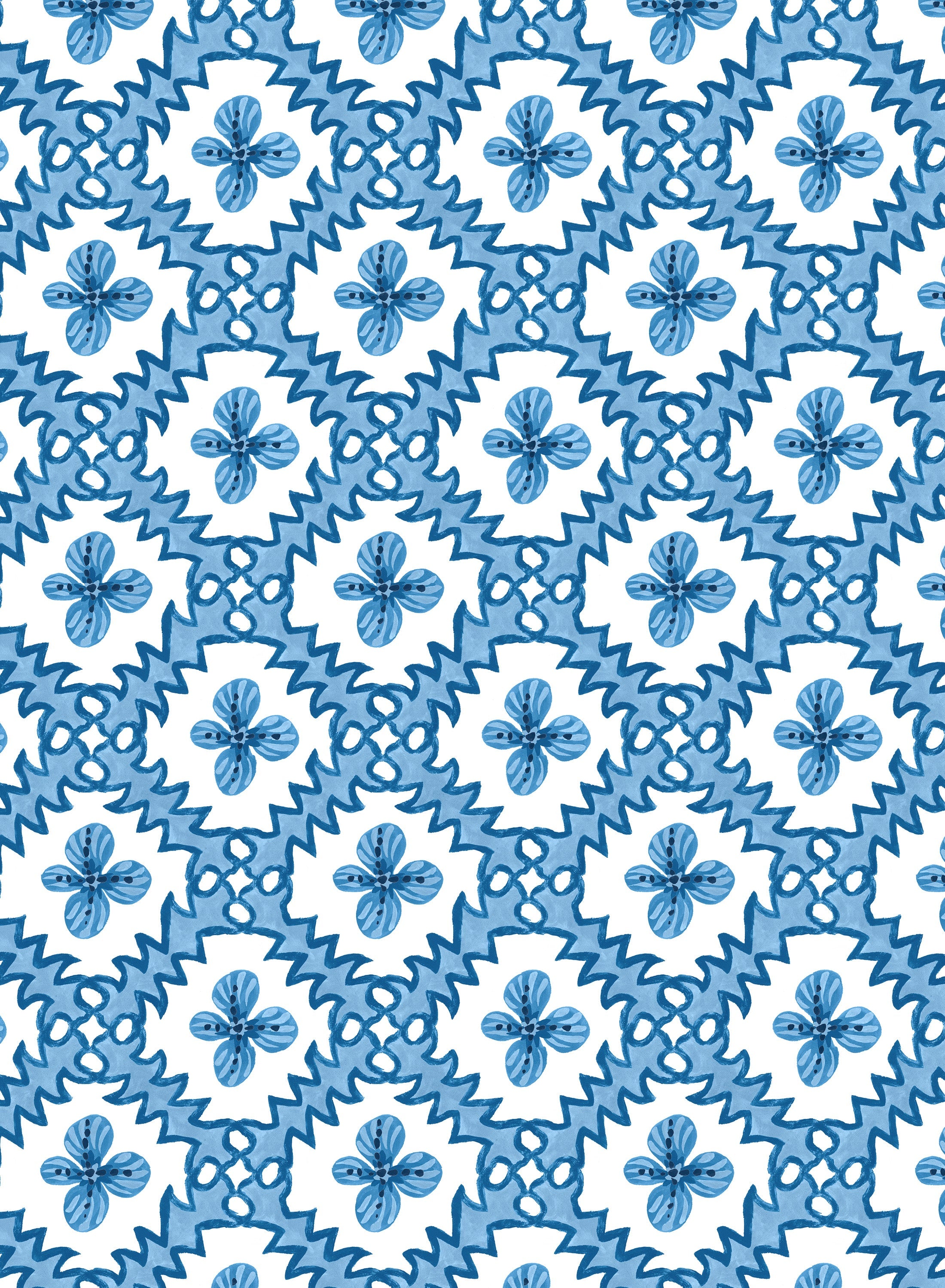 Paloma Blue on Blue Wallpaper by the Roll