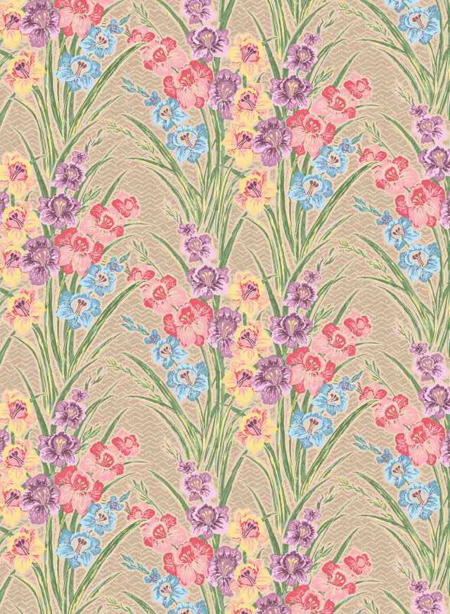 Gladiolus Taupe Fabric