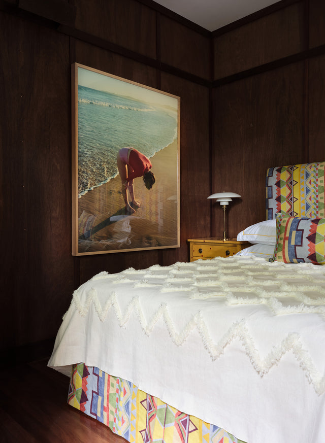 Cream Fringed Zig Zag Bedspread