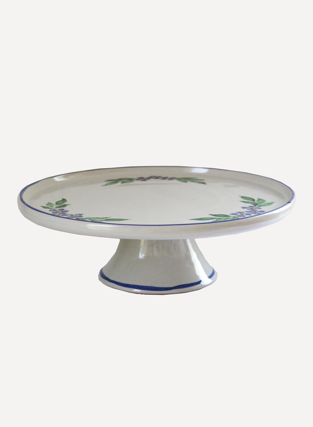 Hand-Painted Floral Motif Ceramic Cake Stand