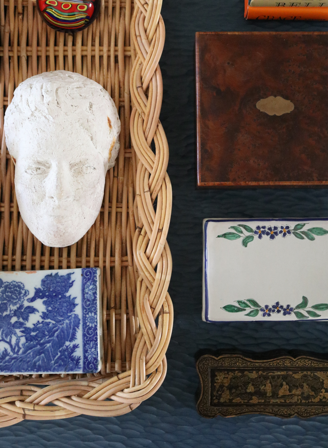 Hand-Painted Blue and White Floral Ceramic Box