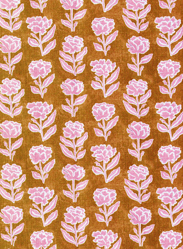 Marigold Multi Pumpkin and Bright Pink Fabric Sample