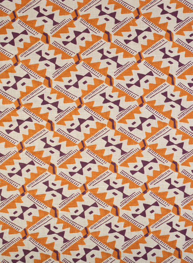 Safi Plum on Orange Fabric Sample