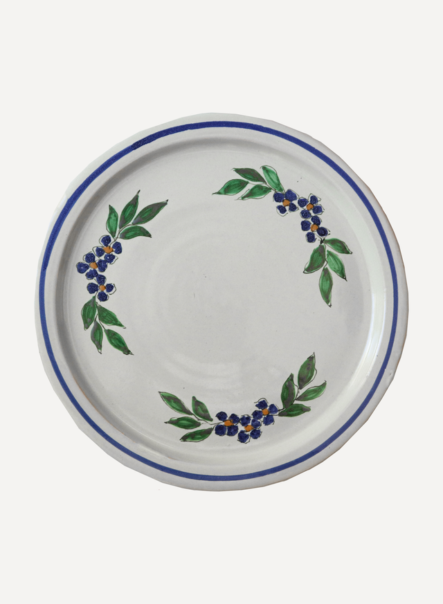 Hand-Painted Floral Motif Ceramic Cake Stand