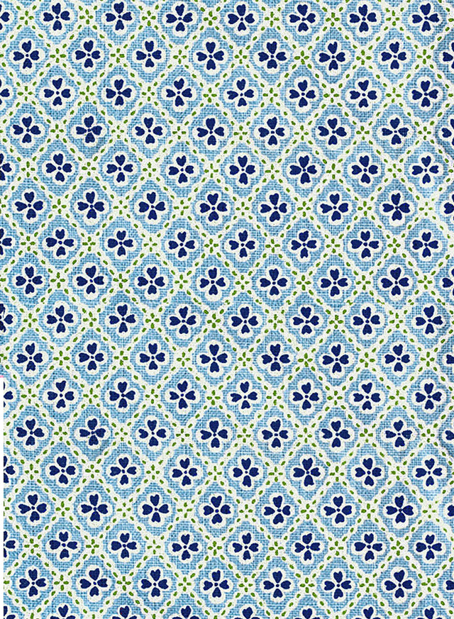 Paniola Multi Light Blue, Navy and Dark Green Fabric