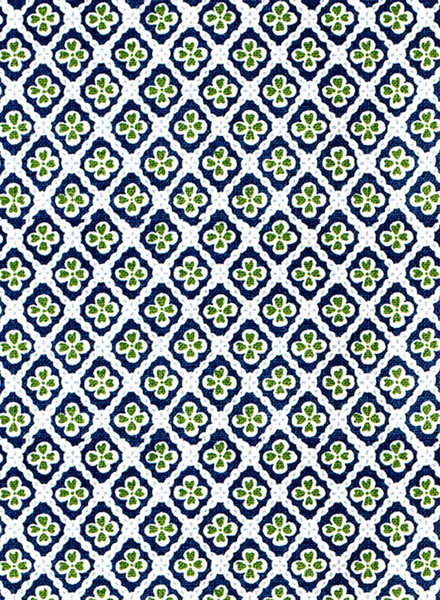 Paniola Multi Navy, Dark Green and Light Blue Fabric Sample