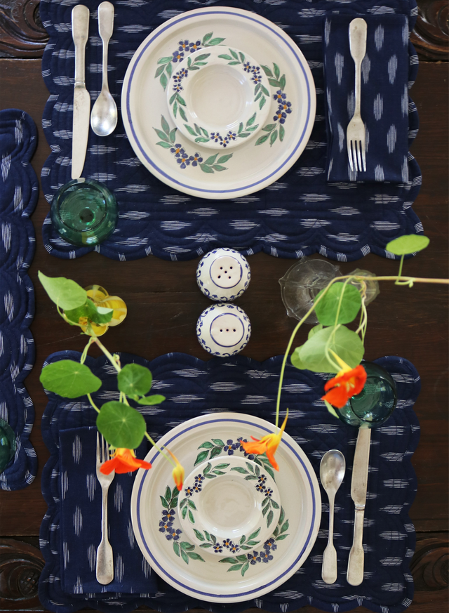 Hand-Painted Floral Motif Ceramic Cake Stand