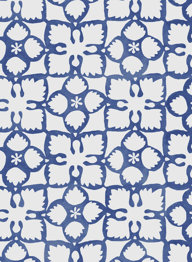 Grandma's Quilt Blue Wallpaper by the Roll