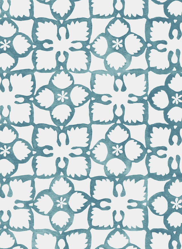 Grandma's Quilt Teal Wallpaper by the Roll