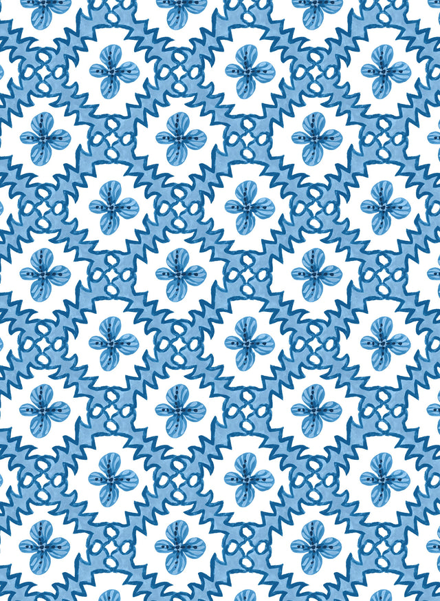 Paloma Blue on Blue Wallpaper Sample