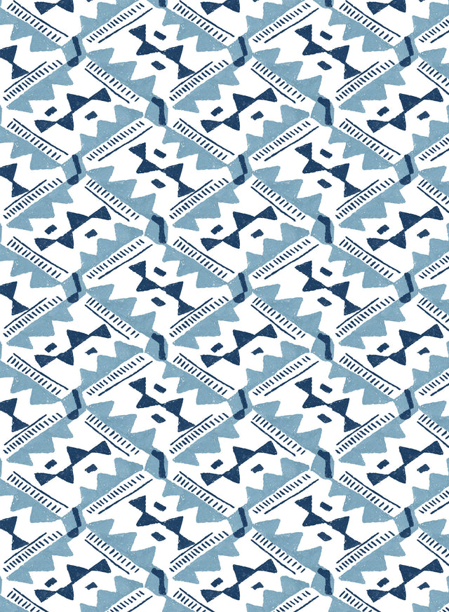 Safi Blue on Blue Wallpaper by the Roll