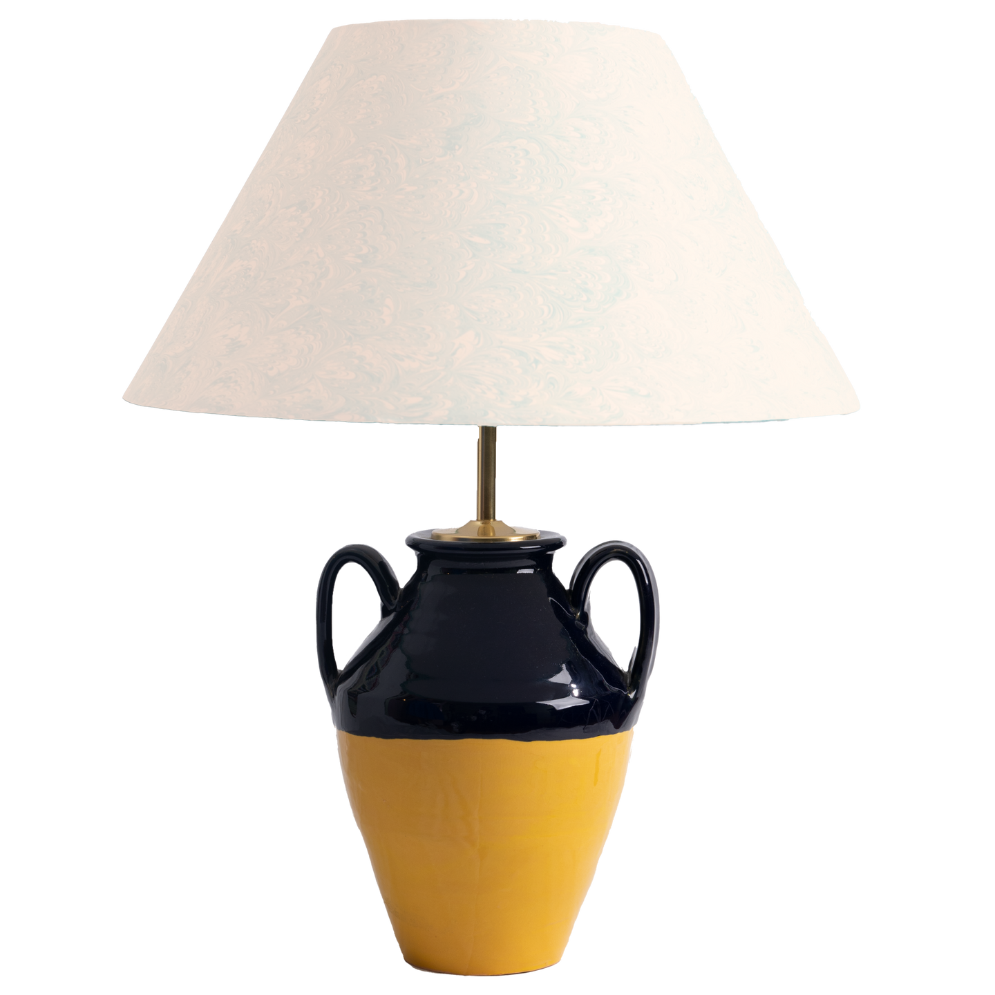 Hand-Glazed Urn Lamps - Yellow & Navy