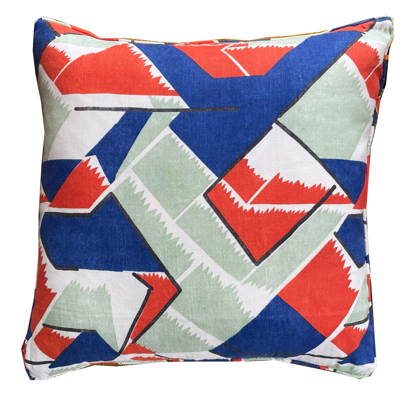 Bloomsbury Abstract Cushion - Blue/Red/Sage
